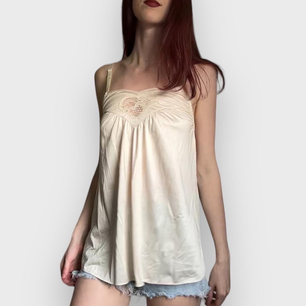 Vintage White / Cream Satin Slip - Size Small - Picture 1 of 8